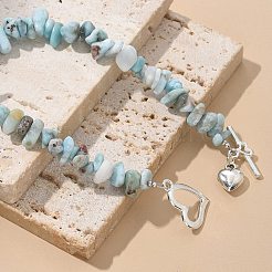 Natural Larimar Beaded Bracelets&nbsp;BJEW-JB02681-01