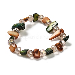 Bohemia Style Shell & Glass Beads Stretch Bracelets for Women&nbsp;BJEW-S178-01B