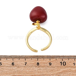 Brass Enamel Open Cuff Rings for Women&nbsp;RJEW-U057-20G