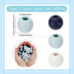 600Pcs 3 Colors Natural Wood Beads&nbsp;WOOD-SC0002-40