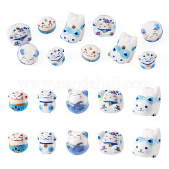 10Pcs 5 Styles Handmade Printed Porcelain Beads&nbsp;PORC-TA0001-81