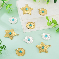 9Pcs 3 Styles Synthetic Turquoise Pendants&nbsp;STAS-TA0006-41