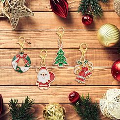Christmas Theme Alloy Enamel Pendant Decorations&nbsp;HJEW-GO00040