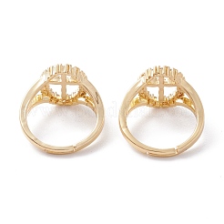 Brass Micro Pave Clear Cubic Zirconia Adjustable Rings&nbsp;RJEW-A002-01G