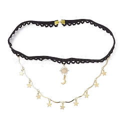 Brass Sun Moon Star Tassel Thigh Leg Chains&nbsp;AJEW-AN00637-01