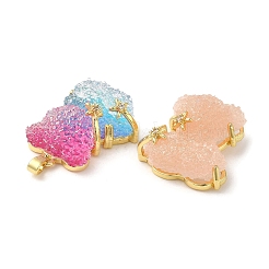 Rack Plating Brass Resin Cubic Zirconia Pendants&nbsp;KK-K274-04G