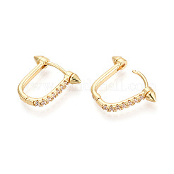 Brass Micro Pave Clear Cubic Zirconia Hoop Earrings&nbsp;EJEW-N063-01G