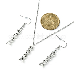 DNA Double Helix Alloy Pendant Necklaces & Danhle Earrings Jewelry Sets&nbsp;SJEW-JS01279