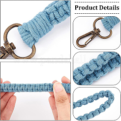 4Pcs 4 Colors Braided Cotton Cord Wristlet Keychain&nbsp;KEYC-BC0001-04