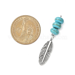 2Pcs 2 Colors Dyed Synthetic Turquoise Rondelle Beaded Pendants&nbsp;PALLOY-JF04682