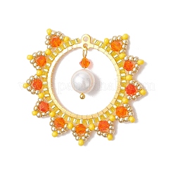 3Pcs 3 Colors Glass Seed Beaded Sun Pendants&nbsp;PALLOY-MZ00857
