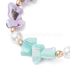 Dyed Natural Trochid Shell/Trochus Shell Chips Beaded Bracelets for Women&nbsp;BJEW-JB13130-01