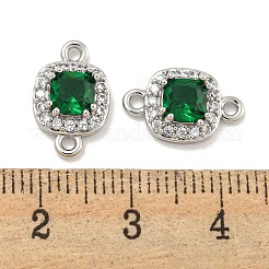 Brass Pave Clear & Green Cubic Zirconia Connector Charms&nbsp;KK-P275-47P