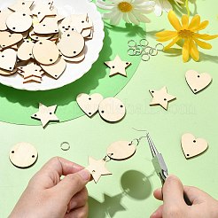 180Pcs 3 Styles Undyed Unfinished Wood Links&nbsp;WOOD-CJ0002-24