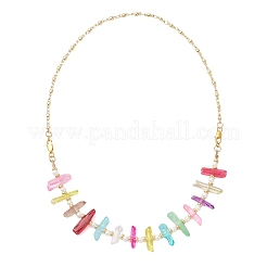 2 In 1 Dyed Natural Quartz Crystal Nuggets & Shell Pearl Beaded Necklaces&nbsp;NJEW-JN06279