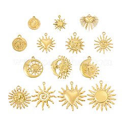 14Pcs 14 Styles 304 Stainless Steel Pendants&nbsp;STAS-PH0007-01G