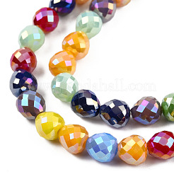 Electroplate Opaque Solid Color Glass Beads Strands&nbsp;EGLA-N002-26-04