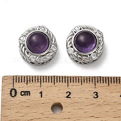 Brass Pave Natural Amethyst Multi-Strand Links&nbsp;KK-D366-01P-D