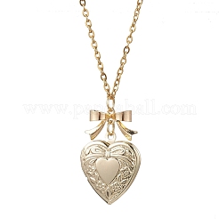 Alloy Bowknot Heart Locket Pendant 304 Stainless Steel Cable Chain Necklaces for Women&nbsp;NJEW-JN05904