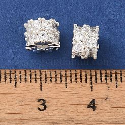Rack Plating Brass Pave Clear Cubic Zirconia Beads&nbsp;KK-M285-30B-S