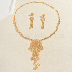 Alloy Hollow Flower Stud Earrings & Pendant Necklaces Sets for Women&nbsp;MS1099