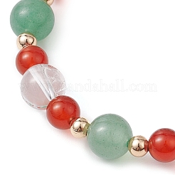 Christmas Theme Green Aventurine & Carnelian & Quartz Crystal Beaded Stretch Bracelets for Women&nbsp;BJEW-TA00543