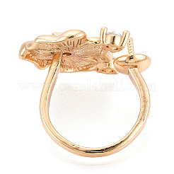 Flower Brass Micro Pave Clear Cubic Zirconia Cuff Ring Settings&nbsp;KK-T076-71G