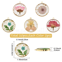 10Pcs 5 Colors Transparent Clear Epoxy Resin Pendants&nbsp;RESI-YW0005-03