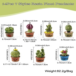 14Pcs 7 Styles Resin Plant Pendants&nbsp;RESI-CJ0003-84