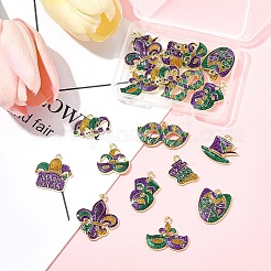 20Pcs 10 Styles Carnival/Mardi Gras Theme Alloy Enamel & Glitter Powder Pendants&nbsp;ENAM-FS0002-55
