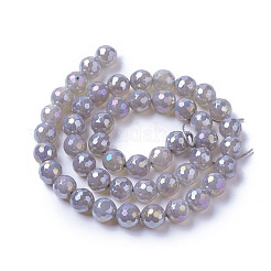 Electroplate Natural Grey Agate Beads Strands&nbsp;G-F627-01-C01