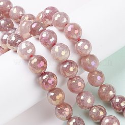 Round Natural Electroplated Strawberry Quartz Beads&nbsp;G-P447-B01-01