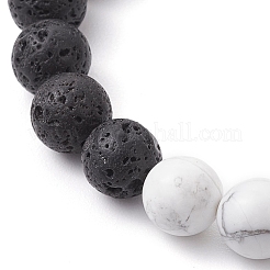 Halloween Natural Howlite and Lava Rock Beaded Stretch Bracelets&nbsp;BJEW-TA00473