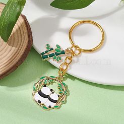 Panda & Bamboo Alloy Enamel Pendant Keychains&nbsp;KEYC-JKC00629-05