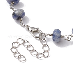 Natural Blue Spot Jasper Rondelle Beads Link Bracelets for Women&nbsp;BJEW-JB10262-03