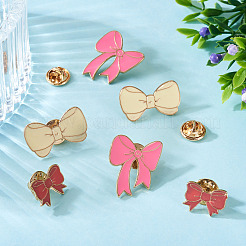6Pcs 3 Styles Bowknot Enamel Pins&nbsp;JEWB-TA0001-25