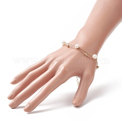 Natural Pearl Beaded Double Layer Multi-strand Bracelet&nbsp;BJEW-TA00243