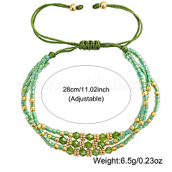 Adjustable Glass Seed Bead & Glass & Brass Beads Multi-Strand Bracelets for Women&nbsp;HR1151-1
