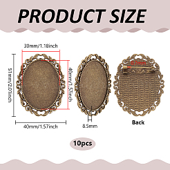 10Pcs Vintage Tibetan Alloy Brooch Cabochon Bezel Settings&nbsp;FIND-PH0029-47