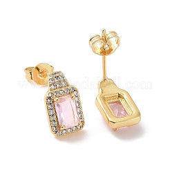 Cubic Zirconia Rectangle Stud Earrings&nbsp;EJEW-P206-02G-02