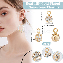 80Pcs Brass Rhinestone Charms&nbsp;KK-BBC0022-03