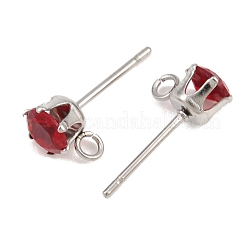 304 Stainless Steel Micro Pave Cubic Zirconia Stud Earring Findings&nbsp;STAS-H240-56P-03
