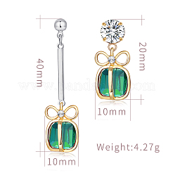 Brass Micro Pave Cubic Zirconia Dangle Stud Earrings&nbsp;EJEW-EE0004-35GP-03