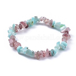 Natural Amazonite & Strawberry Quartz Chip Stretch Bracelets&nbsp;X-BJEW-JB04490-04