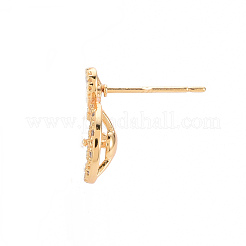Brass Micro Pave Clear Cubic Zirconia Earring Findings&nbsp;X-KK-T062-218G-NF