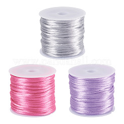 3 Rolls 3 Colors Nylon Satin Rattail Cords&nbsp;NWIR-TA0001-45B