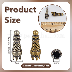6Pcs 2 Colors Brass Cord End&nbsp;KK-OC0001-62