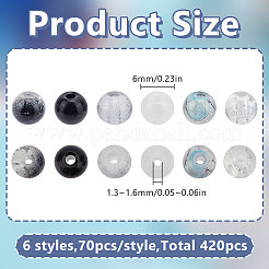 420Pcs 6 Colors Spray Painted Crackle Glass Beads&nbsp;CCG-HY0001-01B
