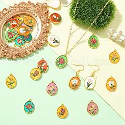 24Pcs 8 Styles Alloy Enamel Pendants&nbsp;FIND-FS0005-24