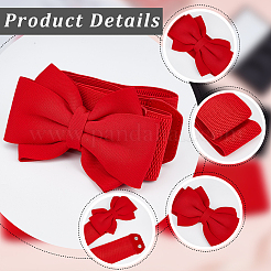 2Pcs 2 Colors Cloth Bowknot Sash Tie Elastic Chain Belt&nbsp;AJEW-CP0008-11